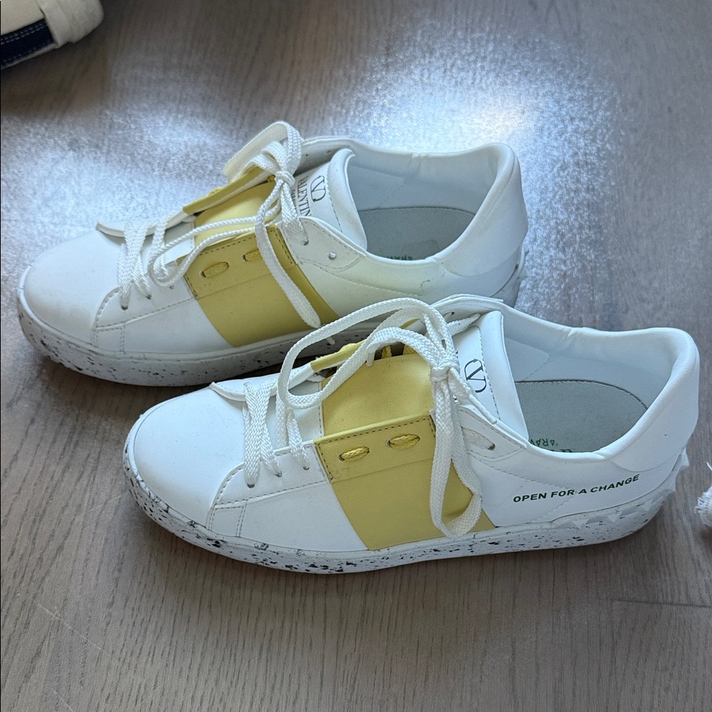 Valentino White and Yellow Sneakers